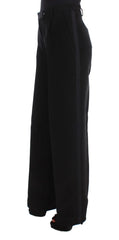 Ermanno Scervino Black Striped Cotton Blend Wide Legs Pants - IT40|S - Trousers