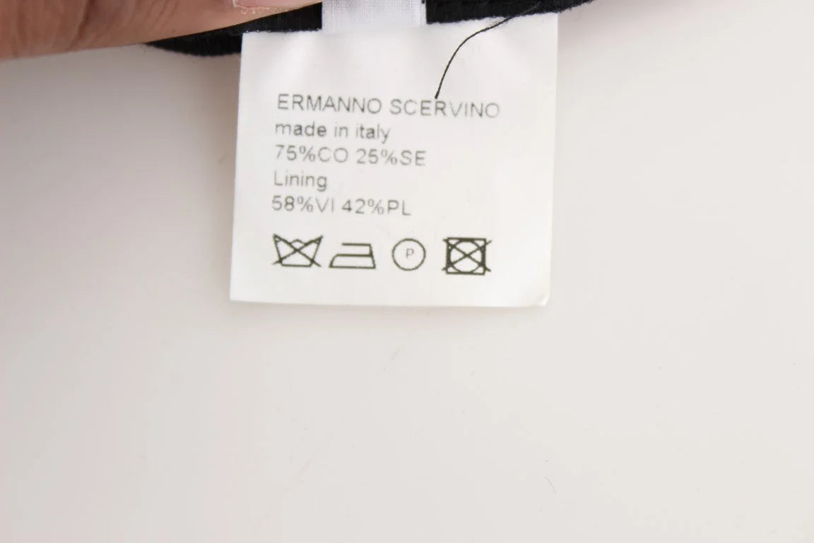 Ermanno Scervino Black Striped Cotton Blend Wide Legs Pants - IT40|S - Trousers