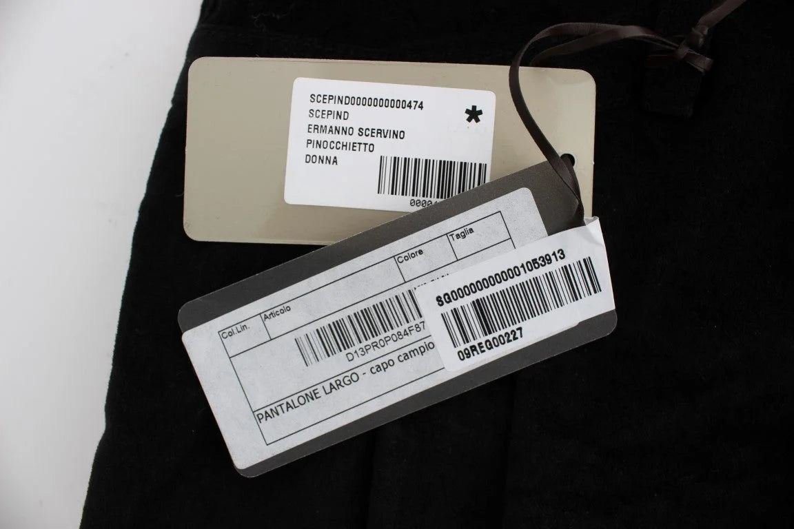 Ermanno Scervino Black Velvet Cotton Capri Bootcut Pants - IT40|S - Jeans