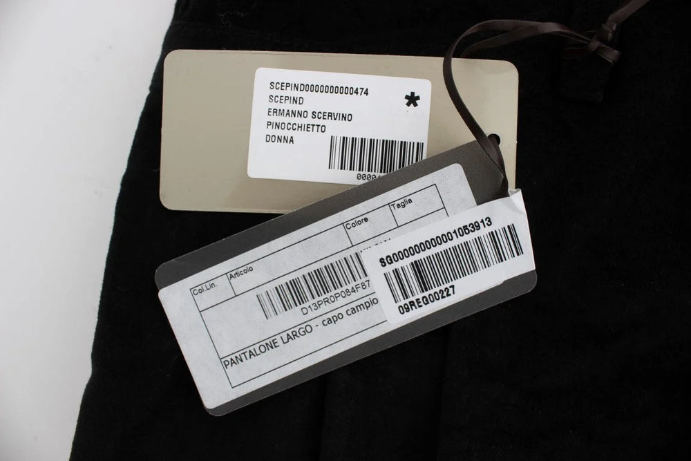 Ermanno Scervino Black Velvet Cotton Capri Bootcut Pants - IT40|S - Jeans