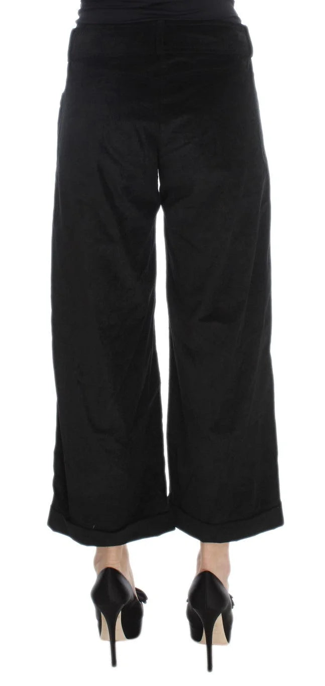 Ermanno Scervino Black Velvet Cotton Capri Bootcut Pants - IT40|S - Jeans