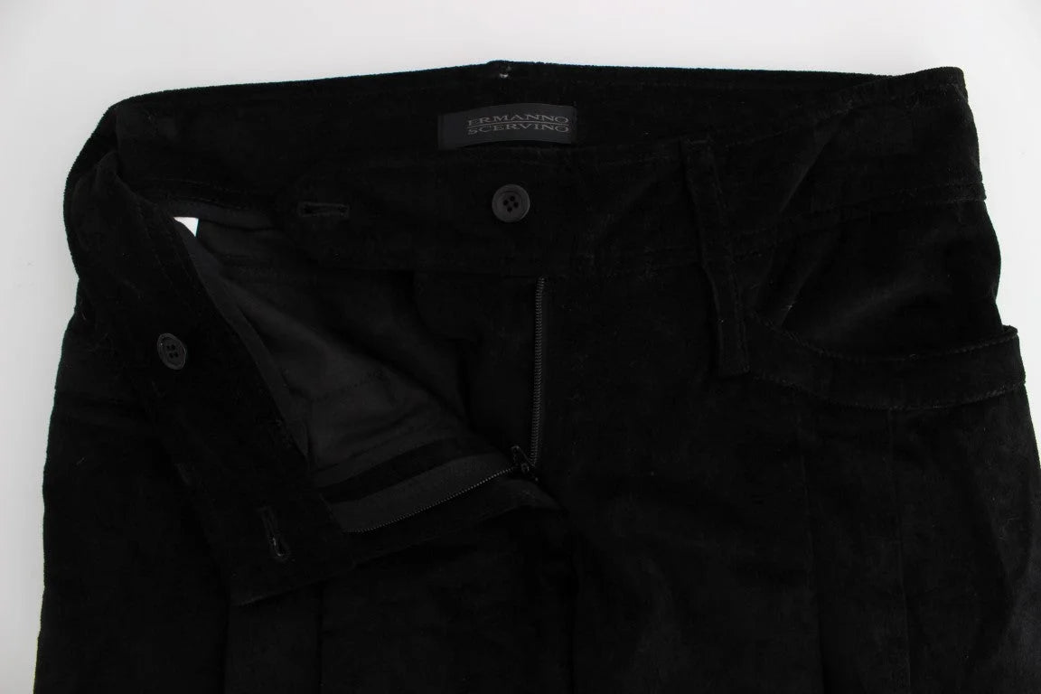 Ermanno Scervino Black Velvet Cotton Capri Bootcut Pants - IT40|S - Jeans