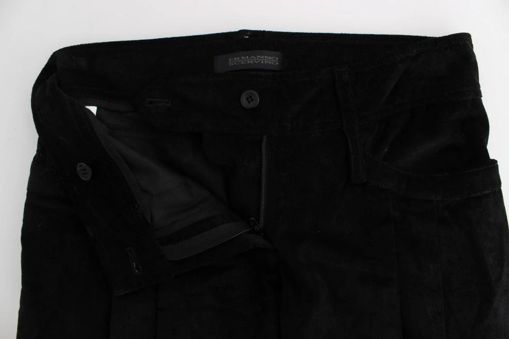 Ermanno Scervino Black Velvet Cotton Capri Bootcut Pants - IT40|S - Jeans