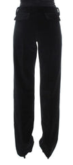 Ermanno Scervino Black Velvet Cotton Straight Legs Pants - IT42|M - Trousers