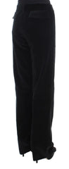 Ermanno Scervino Black Velvet Cotton Straight Legs Pants - IT42|M - Trousers