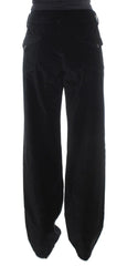 Ermanno Scervino Black Velvet Cotton Straight Legs Pants - IT46|XL - Trousers