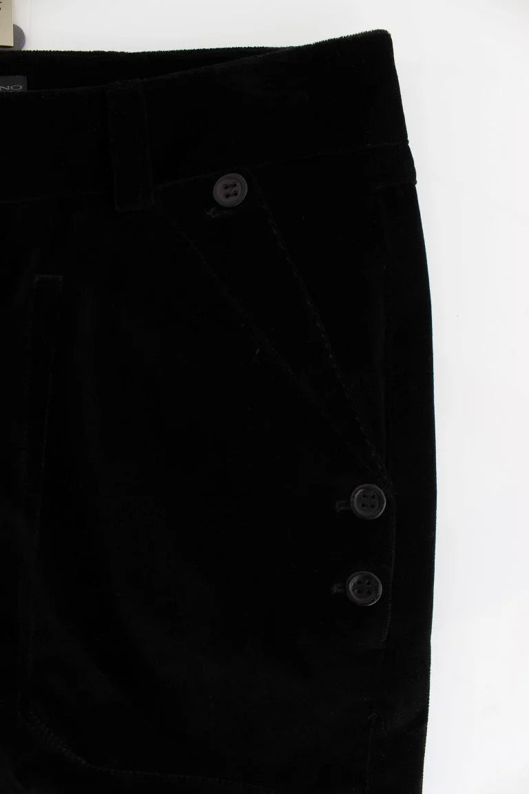 Ermanno Scervino Black Velvet Cotton Straight Legs Pants - IT46|XL - Trousers