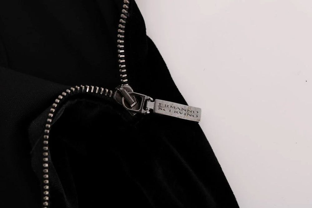 Ermanno Scervino Black Velvet Slim Fit Pants - Trousers