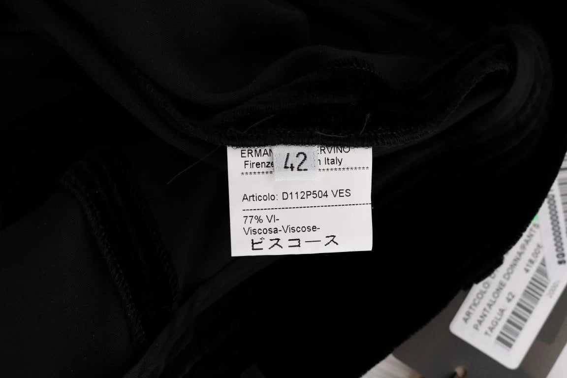 Ermanno Scervino Black Velvet Slim Fit Pants - Trousers