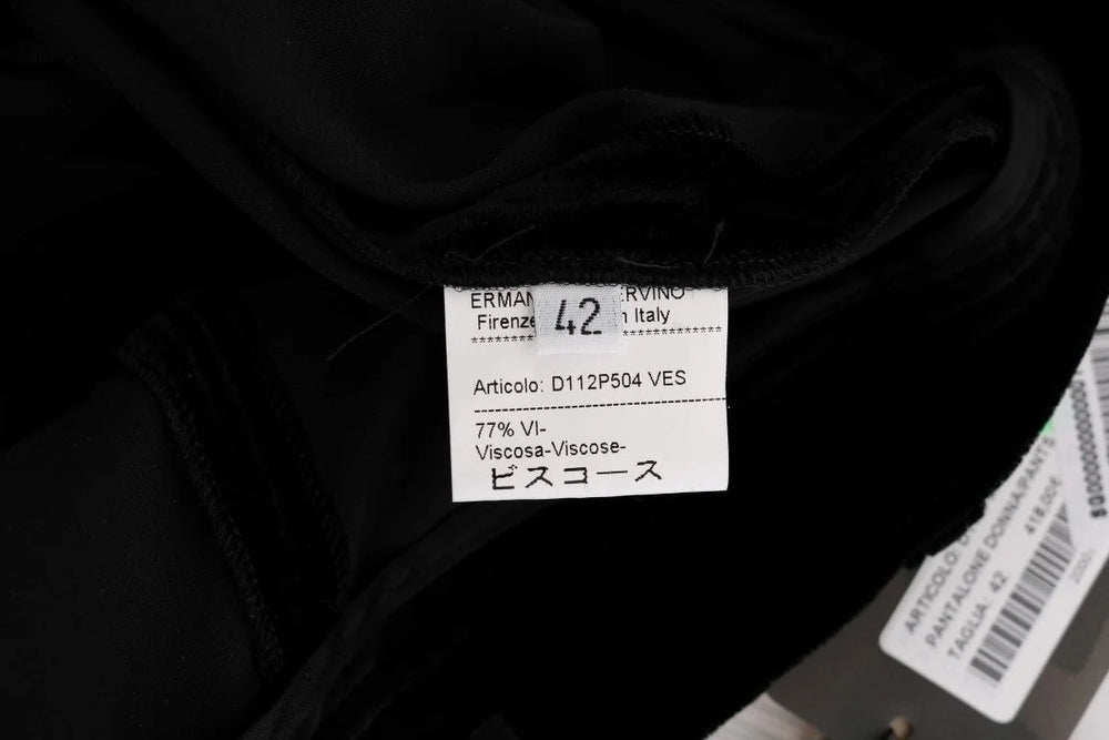 Ermanno Scervino Black Velvet Slim Fit Pants - Trousers