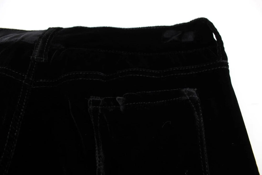 Ermanno Scervino Black Viscose Blend Velvet Slim Fit Pants - IT46|XL - Trousers