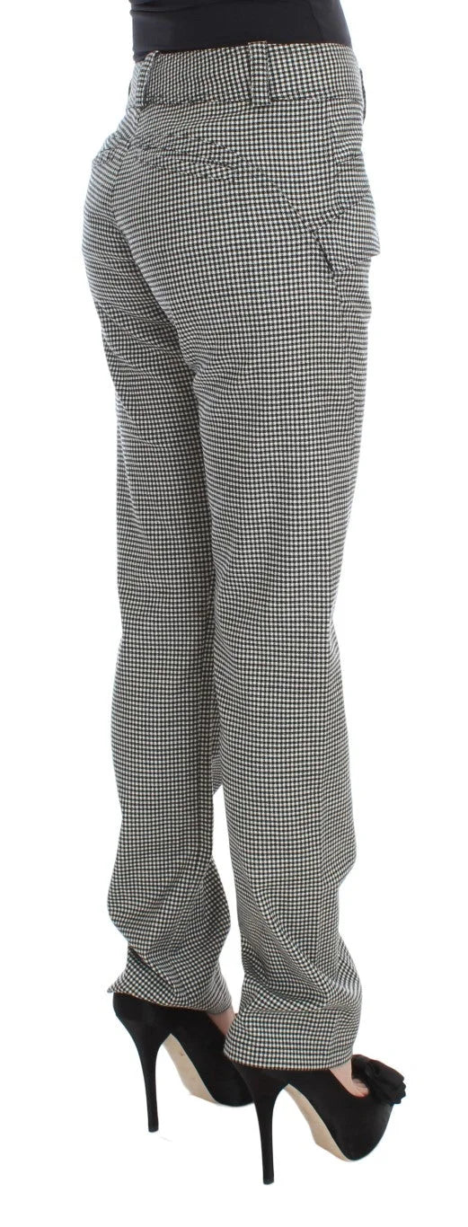 Ermanno Scervino Black White Checkered Cotton Casual Pants - IT42|M - Trousers