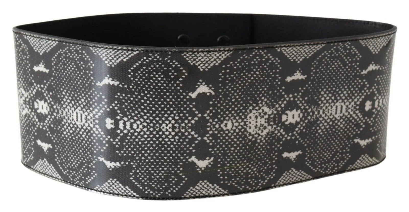 Ermanno Scervino Black Wide Leather Snakeskin Design Waist Belt - 65 cm / 26 Inches - Belts