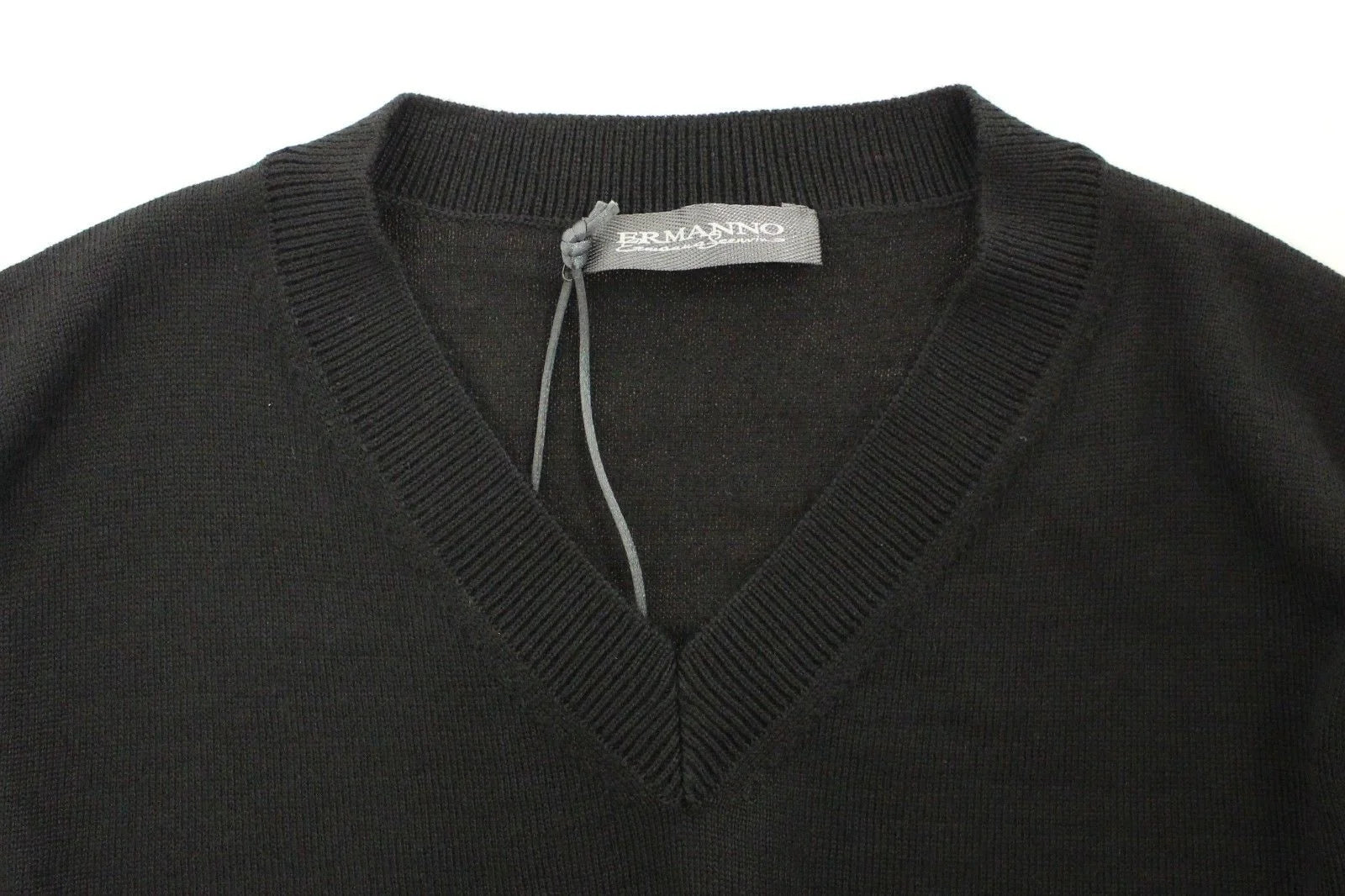 Ermanno Scervino Black Wool Blend V-neck Pullover Sweater - IT48 | M - Sweaters