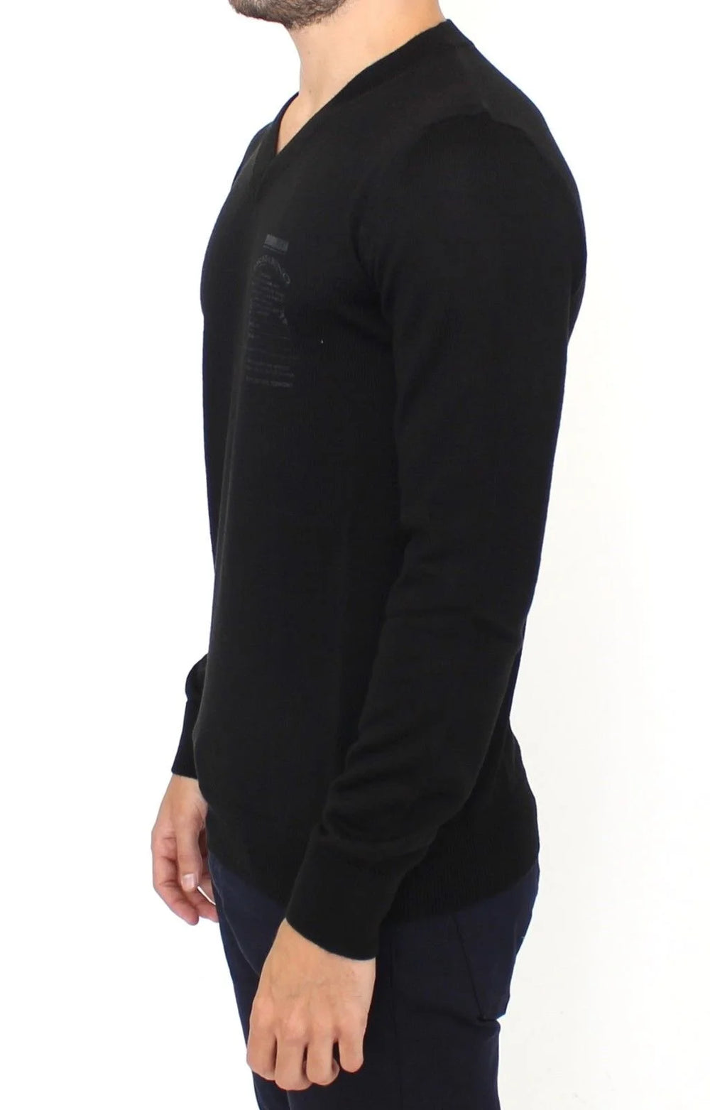 Ermanno Scervino Black Wool Blend V-neck Pullover Sweater - IT48 | M - Sweaters
