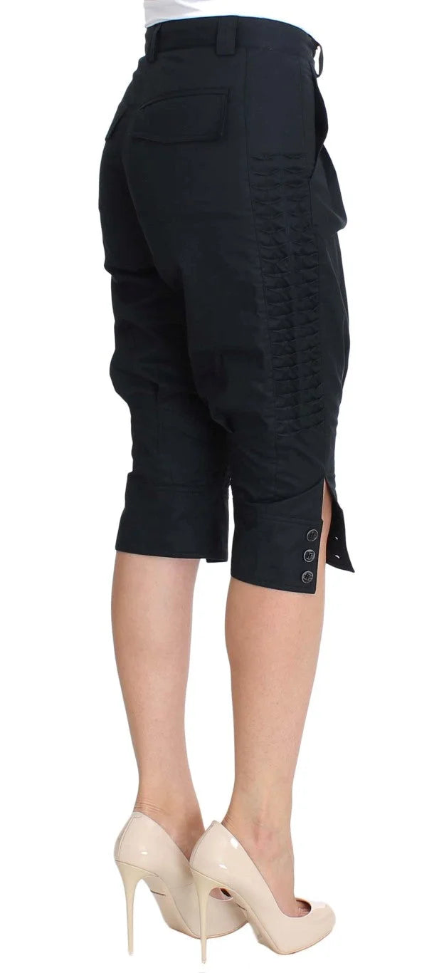 Ermanno Scervino Blue Cotton 3/4 Length Pants - IT38|XS - Trousers