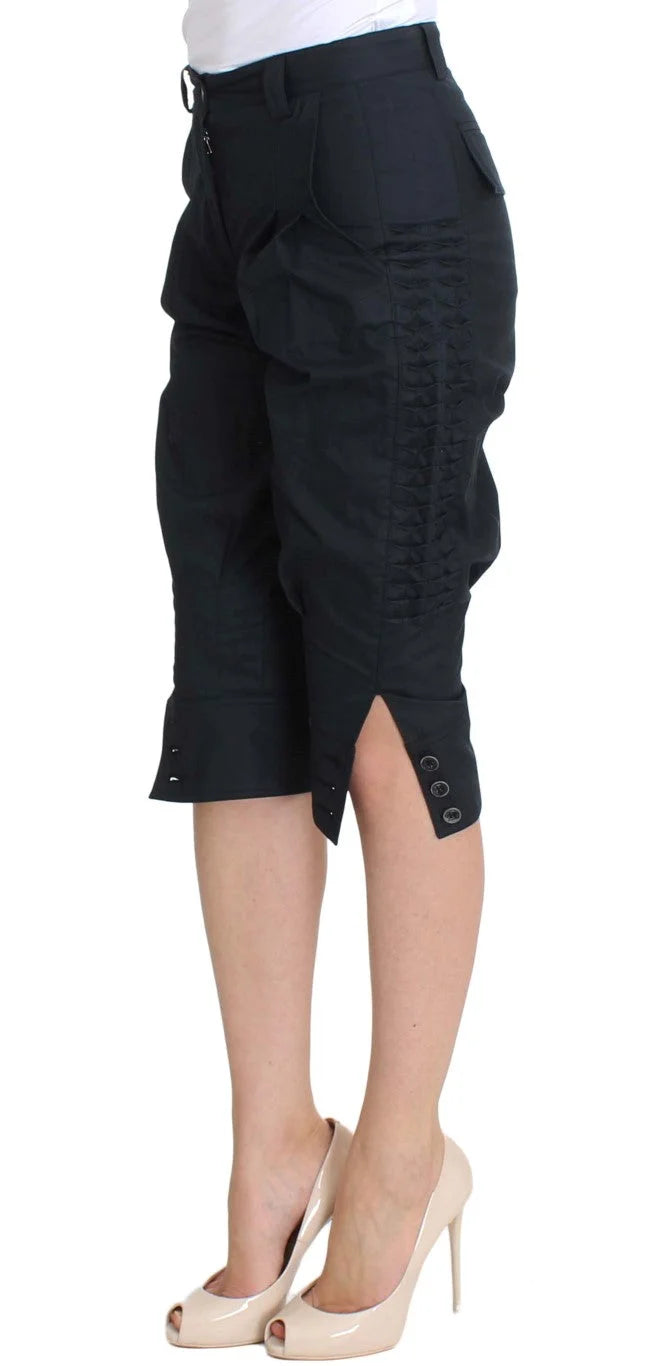 Ermanno Scervino Blue Cotton 3/4 Length Pants - IT38|XS - Trousers