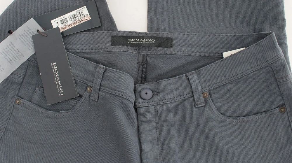 Ermanno Scervino Blue Cotton Blend Slim Fit Bootcut Jeans - Jeans