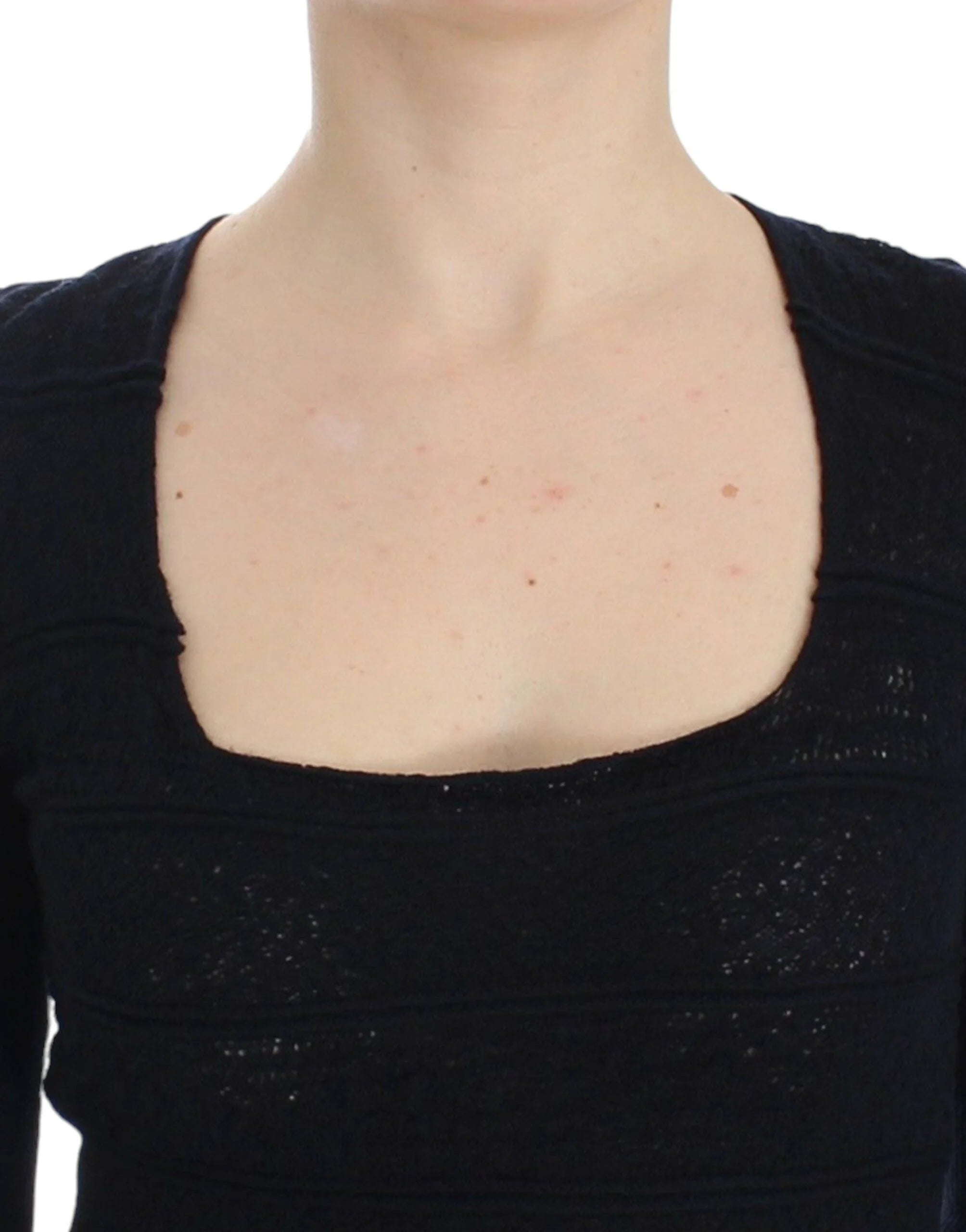 Ermanno Scervino Blue Knitted Wool Stretch Sweater Top - Sweaters