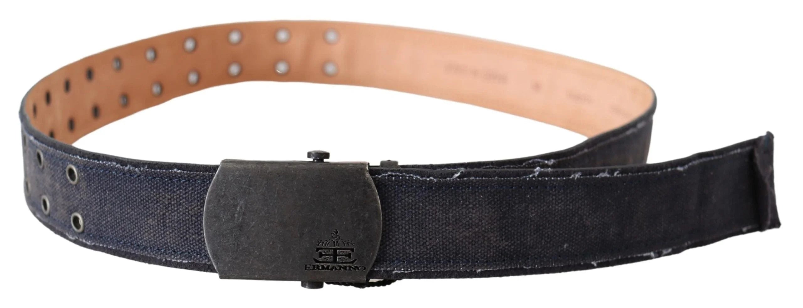 Ermanno Scervino Blue Leather Ratchet Buckle Belt - 85 cm / 34 Inches - Belts