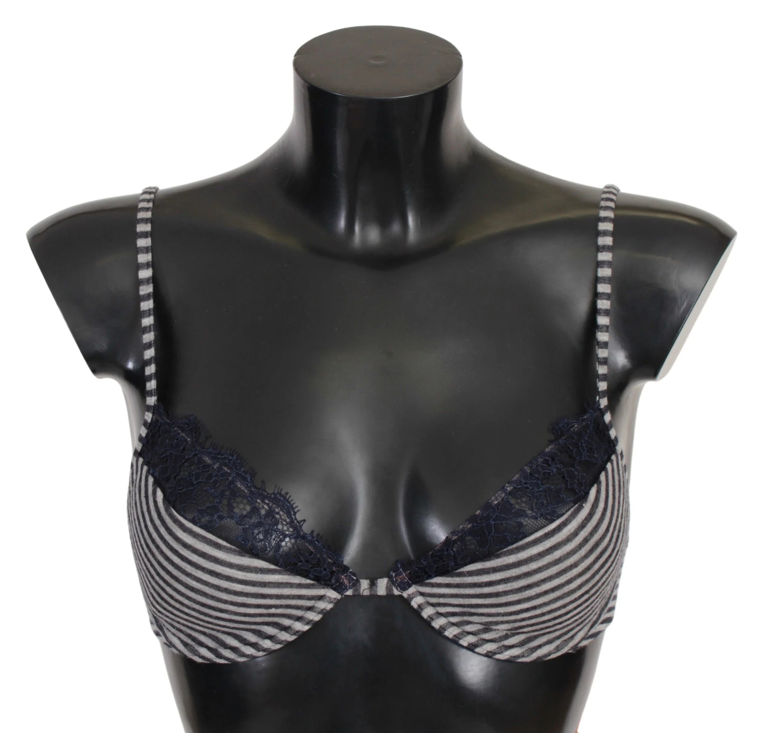 Ermanno Scervino Blue Stripes Lace Reggiseno Bra Underwear - IT2 | S - Bras