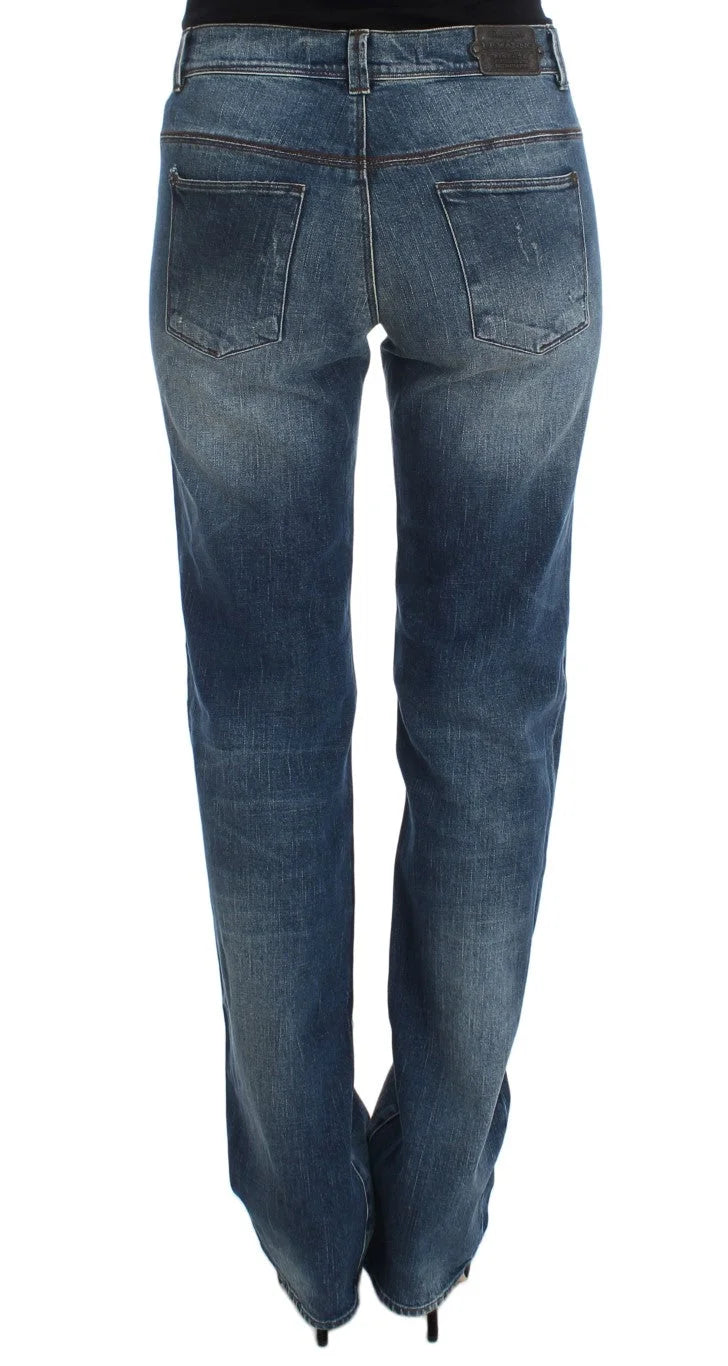 Ermanno Scervino Blue Wash Cotton Blend Slim Fit Jeans - Jeans