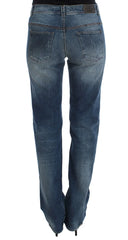 Ermanno Scervino Blue Wash Cotton Blend Slim Fit Jeans - Jeans