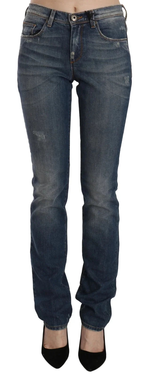 Ermanno Scervino Blue Washed Boot Cut Casual Denim Pants Jeans - W26 - Jeans