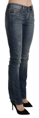 Ermanno Scervino Blue Washed Mid Waist Skinny Denim Jeans - W26 - Jeans