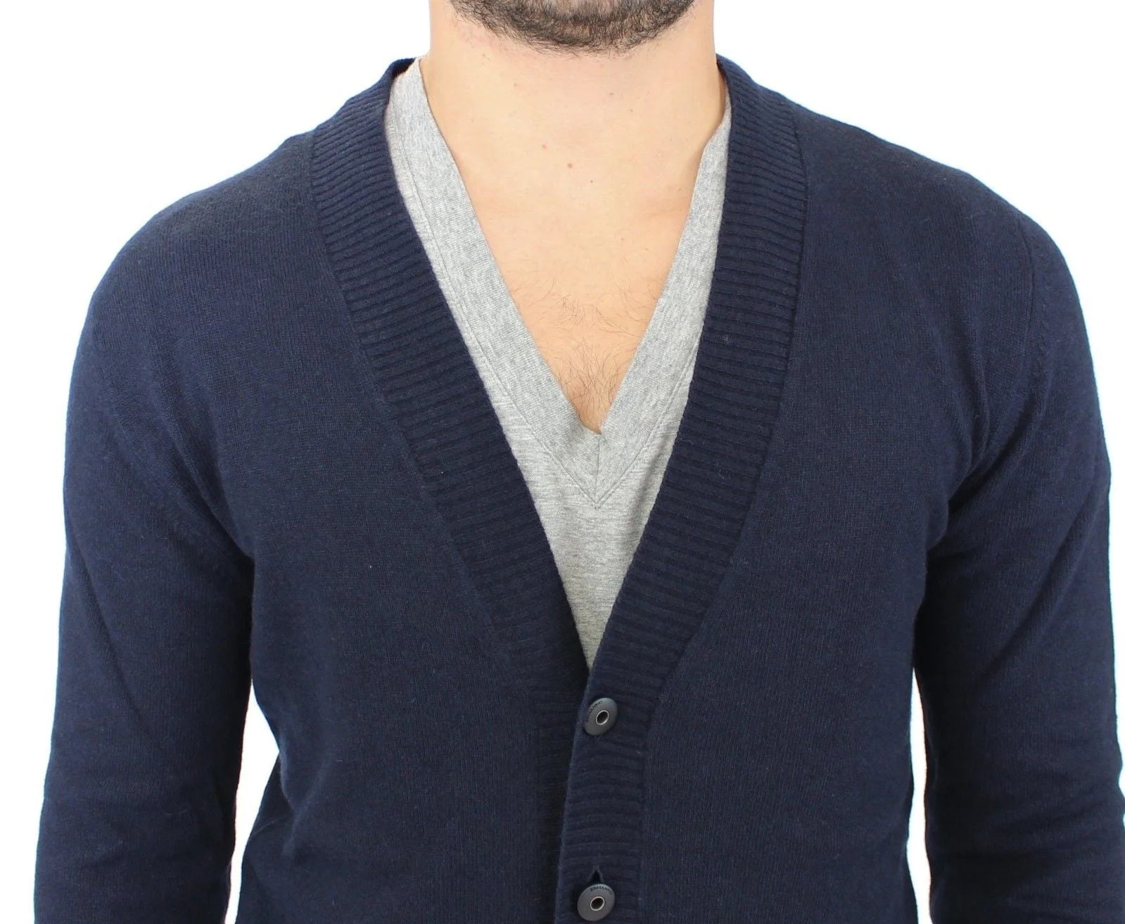 Ermanno Scervino Blue Wool Cashmere Cardigan Pullover Sweater - Cardigans