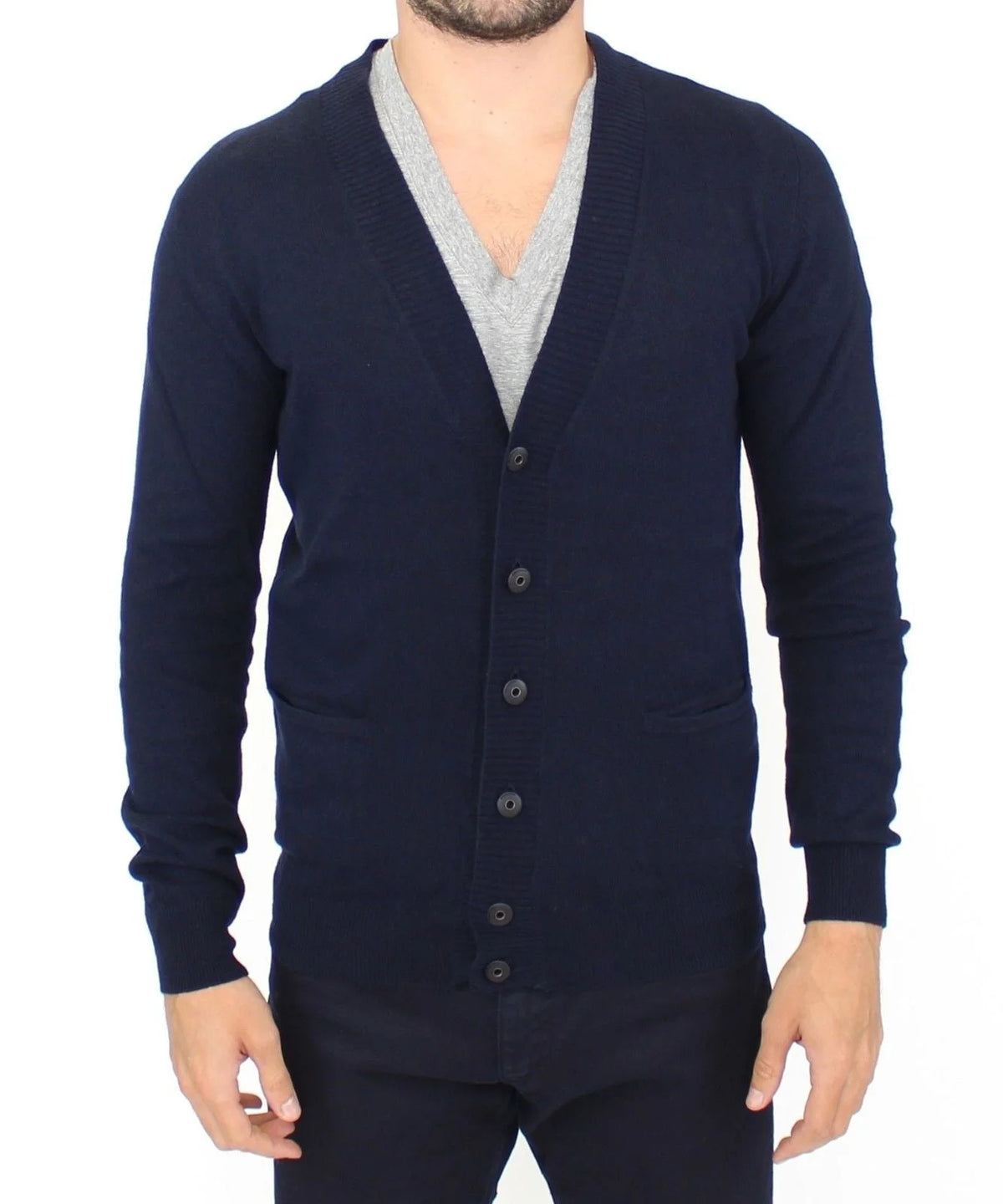 Ermanno Scervino Blue Wool Cashmere Cardigan Pullover Sweater - Cardigans
