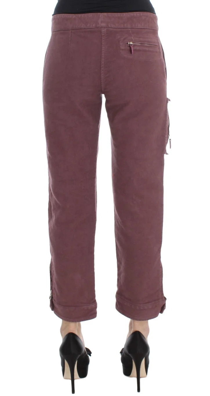 Ermanno Scervino Bordeaux Cotton Cropped Cargo Pants - IT38|XS - Cargo Pants