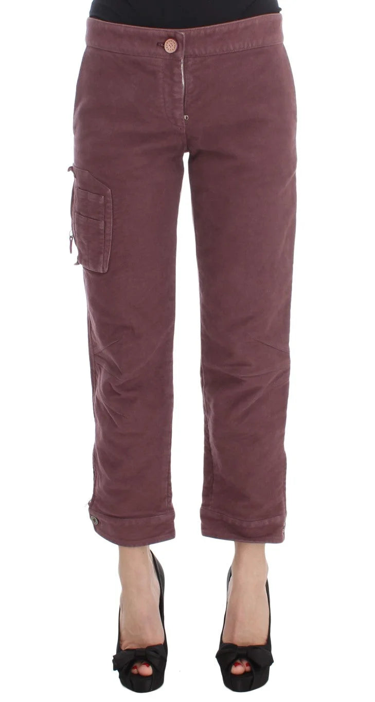 Ermanno Scervino Bordeaux Cotton Cropped Cargo Pants - IT38|XS - Cargo Pants
