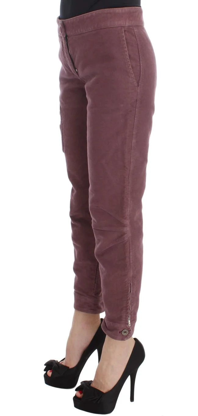 Ermanno Scervino Bordeaux Cotton Cropped Cargo Pants - IT38|XS - Cargo Pants