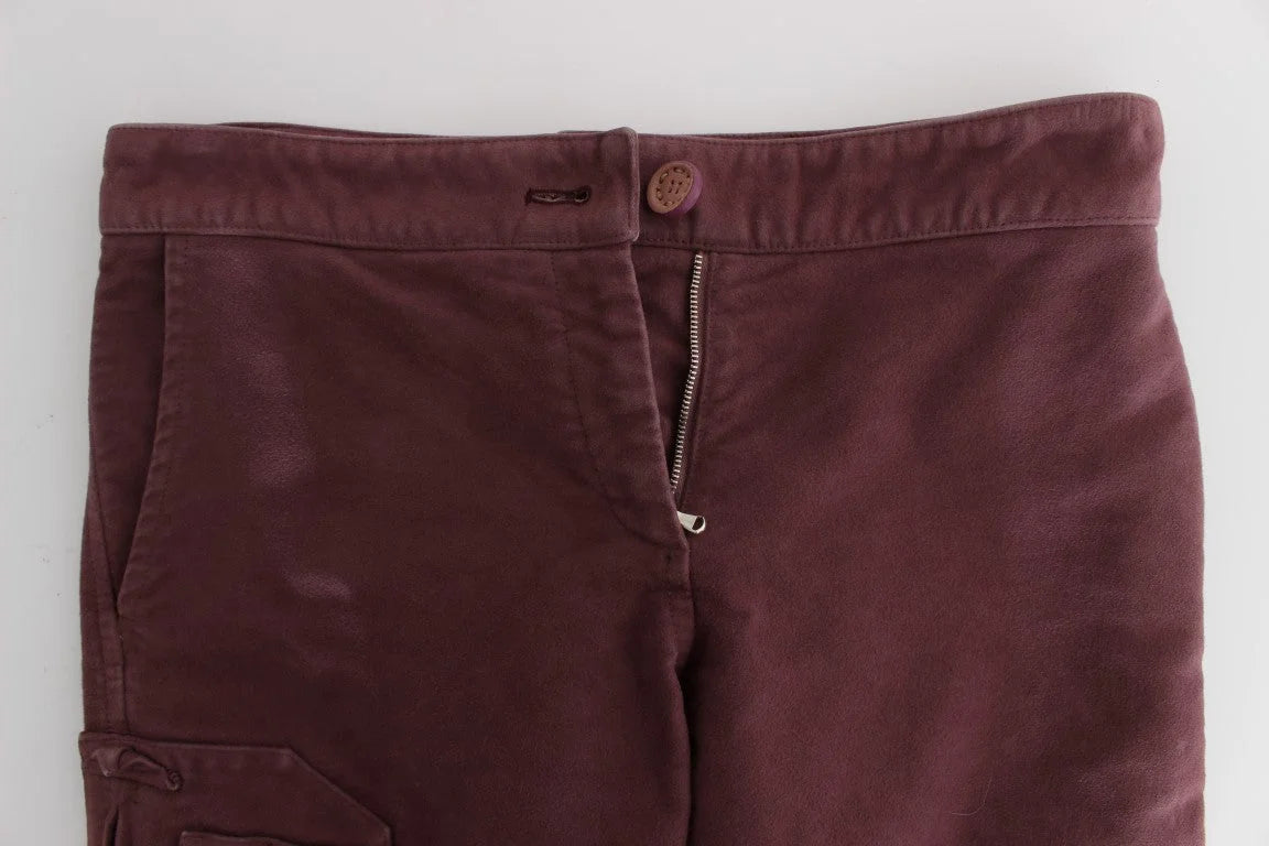 Ermanno Scervino Bordeaux Cotton Cropped Cargo Pants - IT38|XS - Cargo Pants