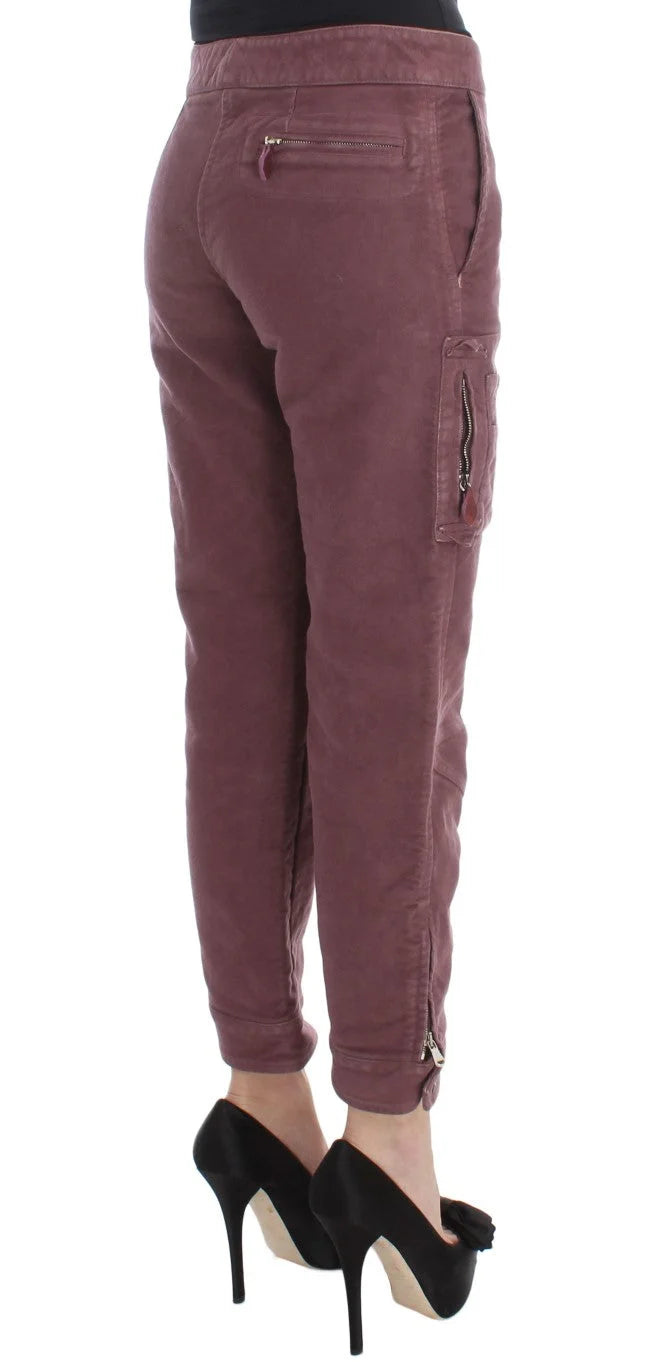 Ermanno Scervino Bordeaux Cotton Cropped Cargo Pants - IT38|XS - Cargo Pants