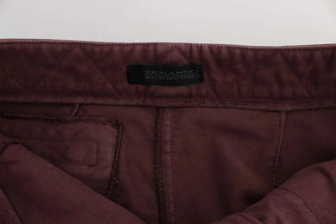 Ermanno Scervino Bordeaux Cotton Cropped Cargo Pants - IT38|XS - Cargo Pants