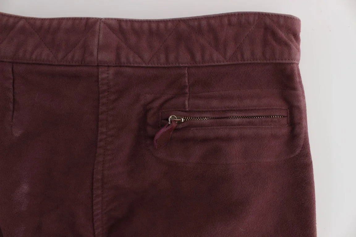 Ermanno Scervino Bordeaux Cotton Cropped Cargo Pants - IT38|XS - Cargo Pants