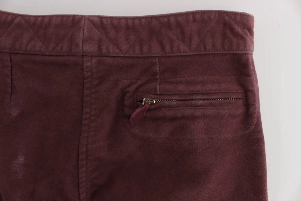 Ermanno Scervino Bordeaux Cotton Cropped Cargo Pants - IT38|XS - Cargo Pants