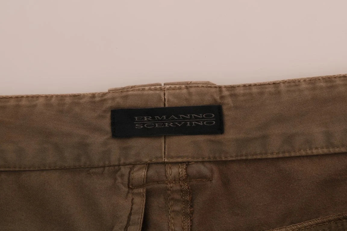 Ermanno Scervino Brown Cotton Casual Slim Fit Pants - IT38|XS - Chinos