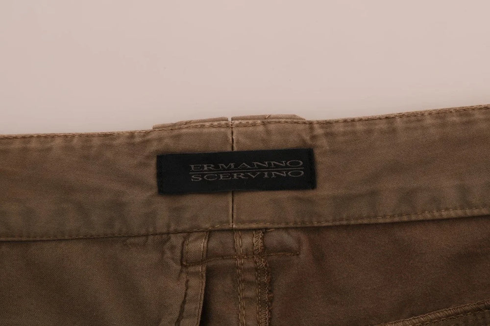 Ermanno Scervino Brown Cotton Casual Slim Fit Pants - IT38|XS - Chinos