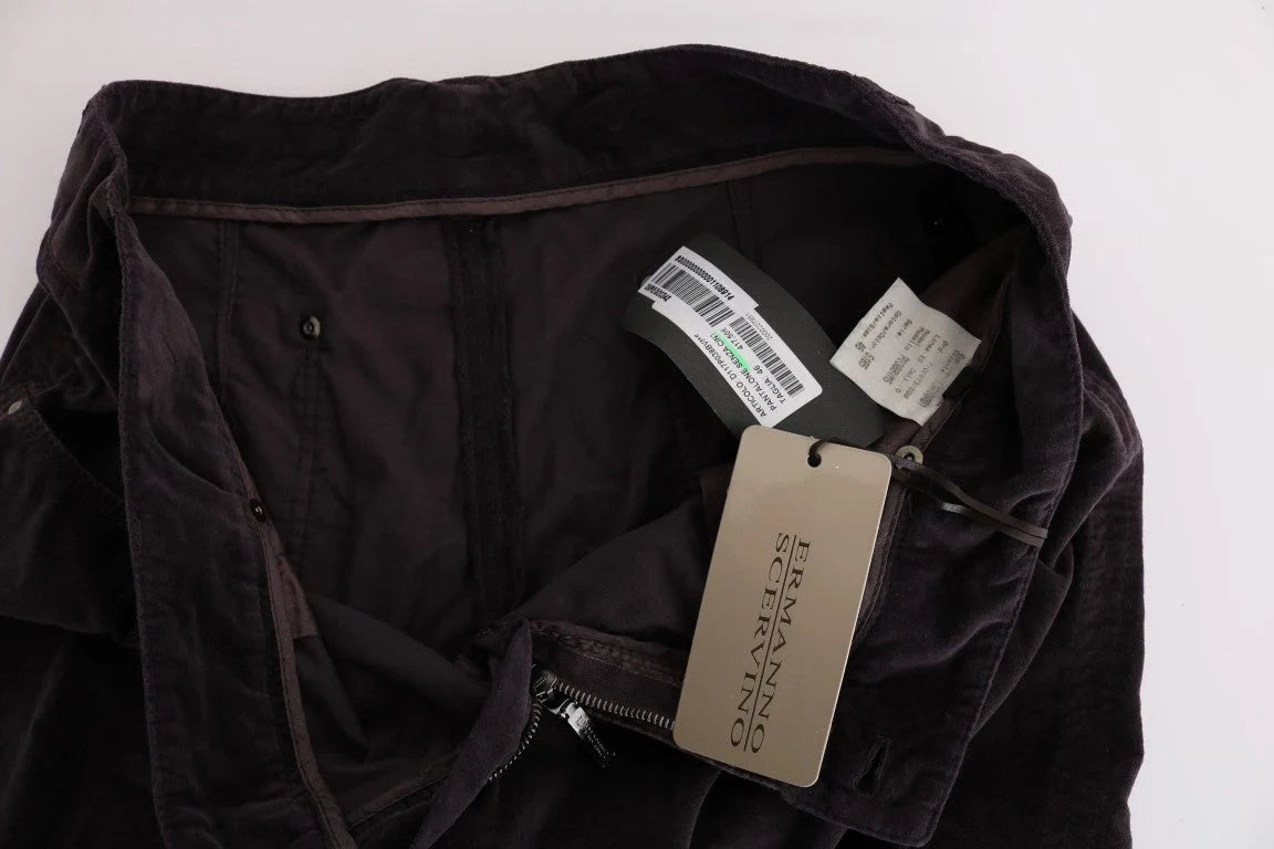 Ermanno Scervino Brown Cotton Cropped Casual Pants - Jeans