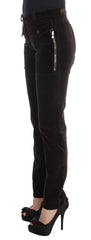 Ermanno Scervino Brown Cotton Velvet Zippers Slim Fit Pants - IT40|S - Trousers