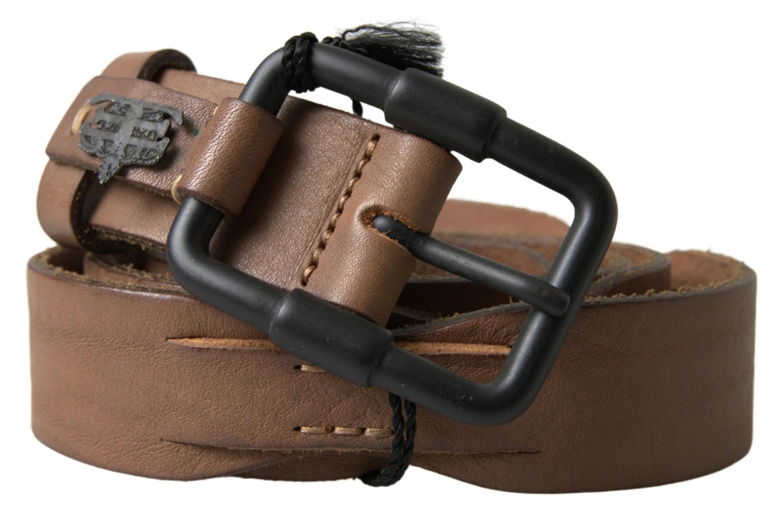 Ermanno Scervino Brown Leather Metal Buckle Waist Men Belt - 95 cm / 38 Inches - Belts