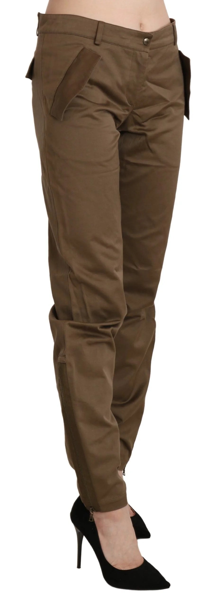 Ermanno Scervino Brown Mid Waist Straight Cotton Pants - IT40|S - Trousers