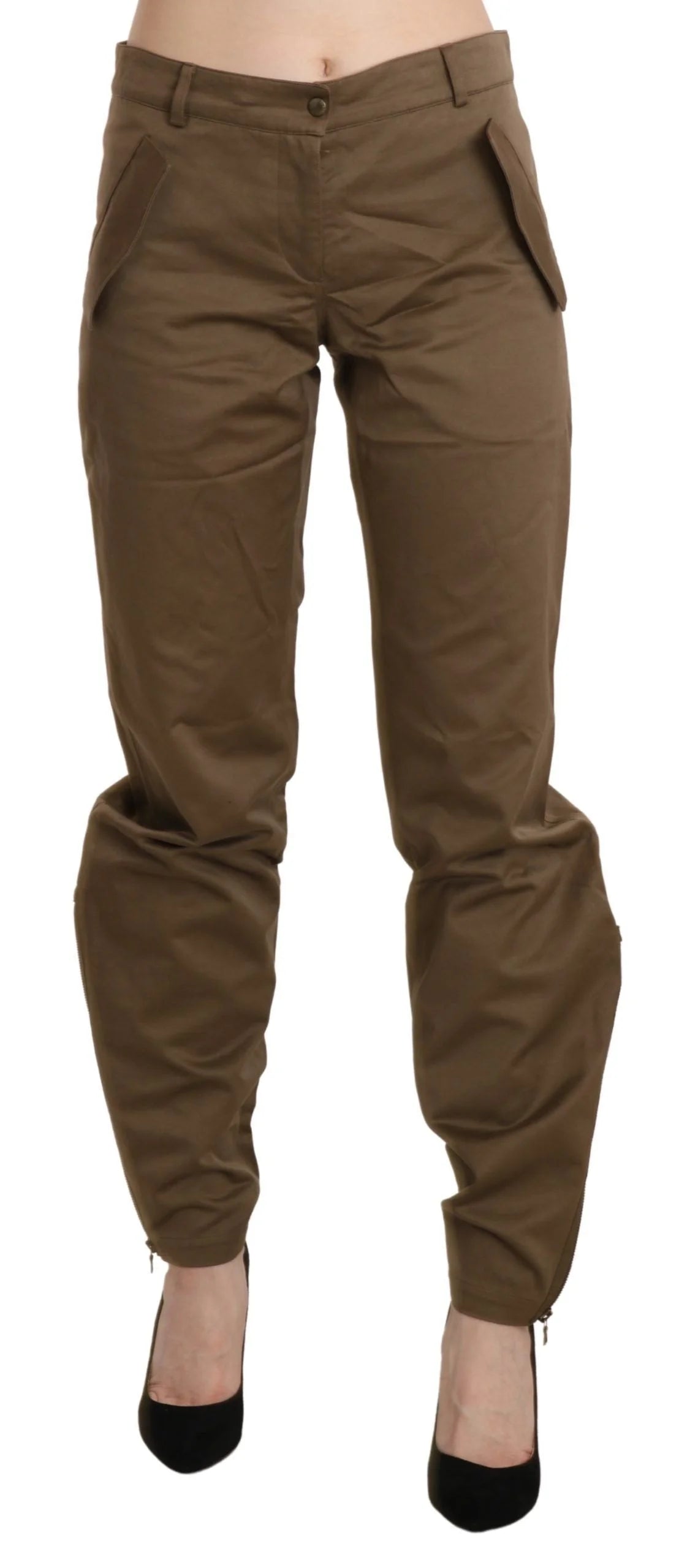 Ermanno Scervino Brown Mid Waist Straight Cotton Pants - IT40|S - Trousers