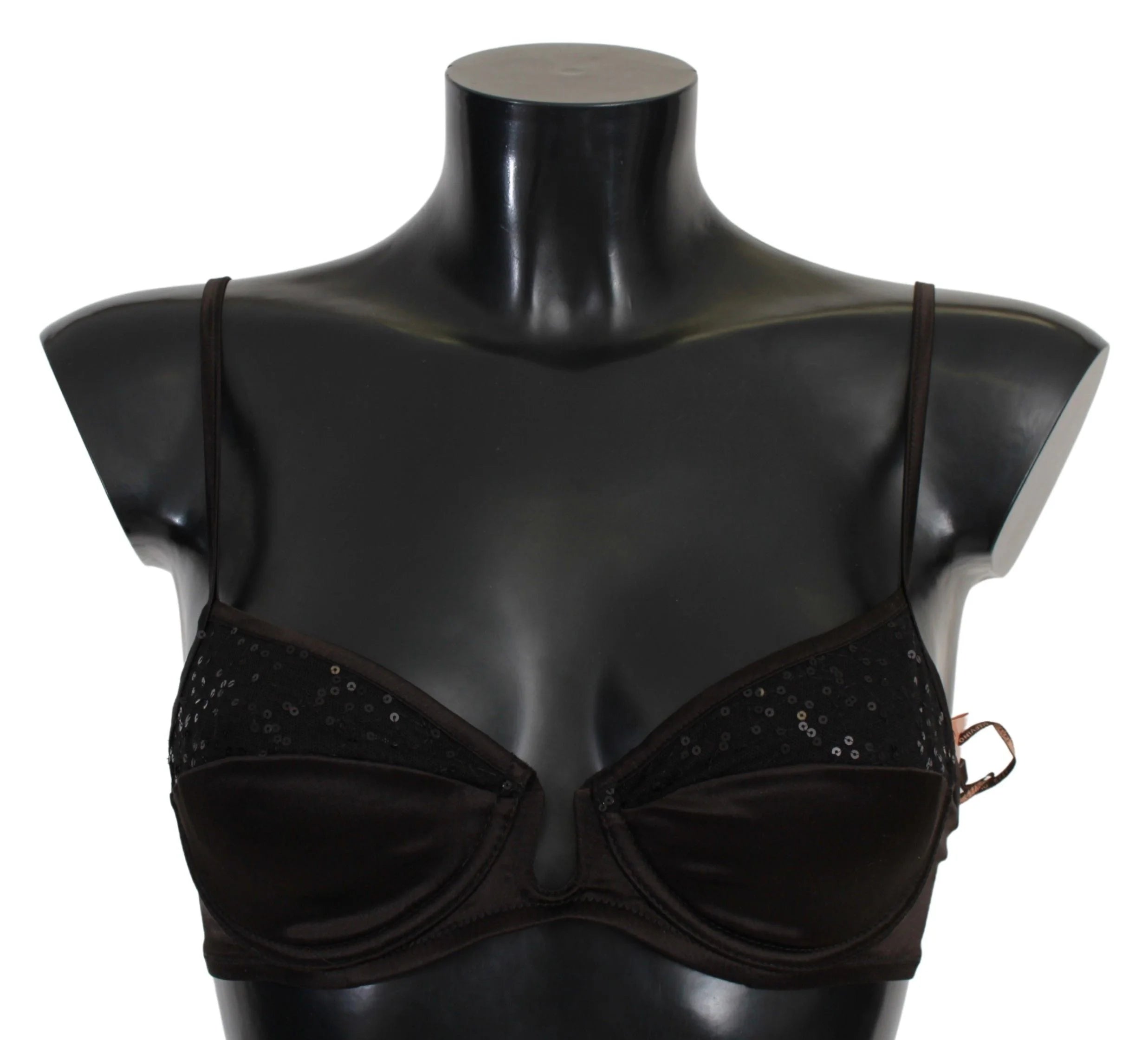 Ermanno Scervino Brown Sequined Balconcino Bra Underwear - IT2 | S - Bras