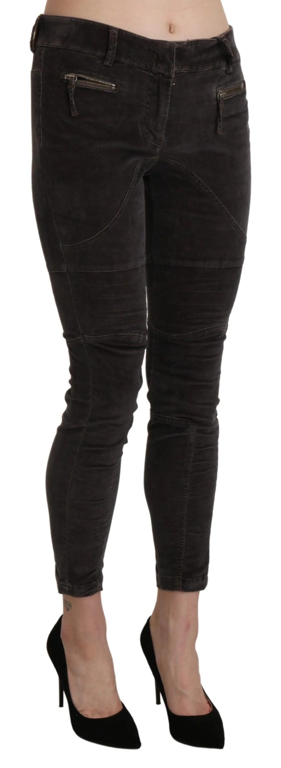 Ermanno Scervino Brown Velvet Capri Cropped Cotton Pants - IT42|M - Trousers