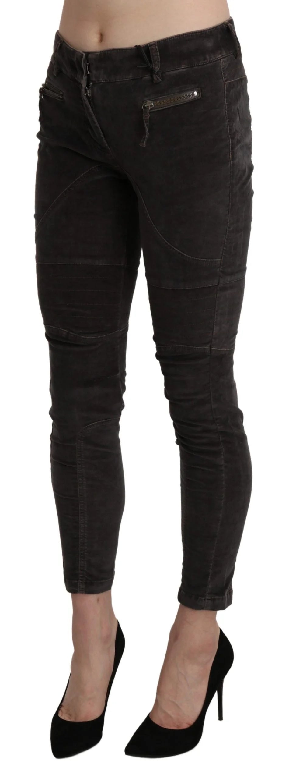 Ermanno Scervino Brown Velvet Capri Cropped Cotton Pants - IT42|M - Trousers