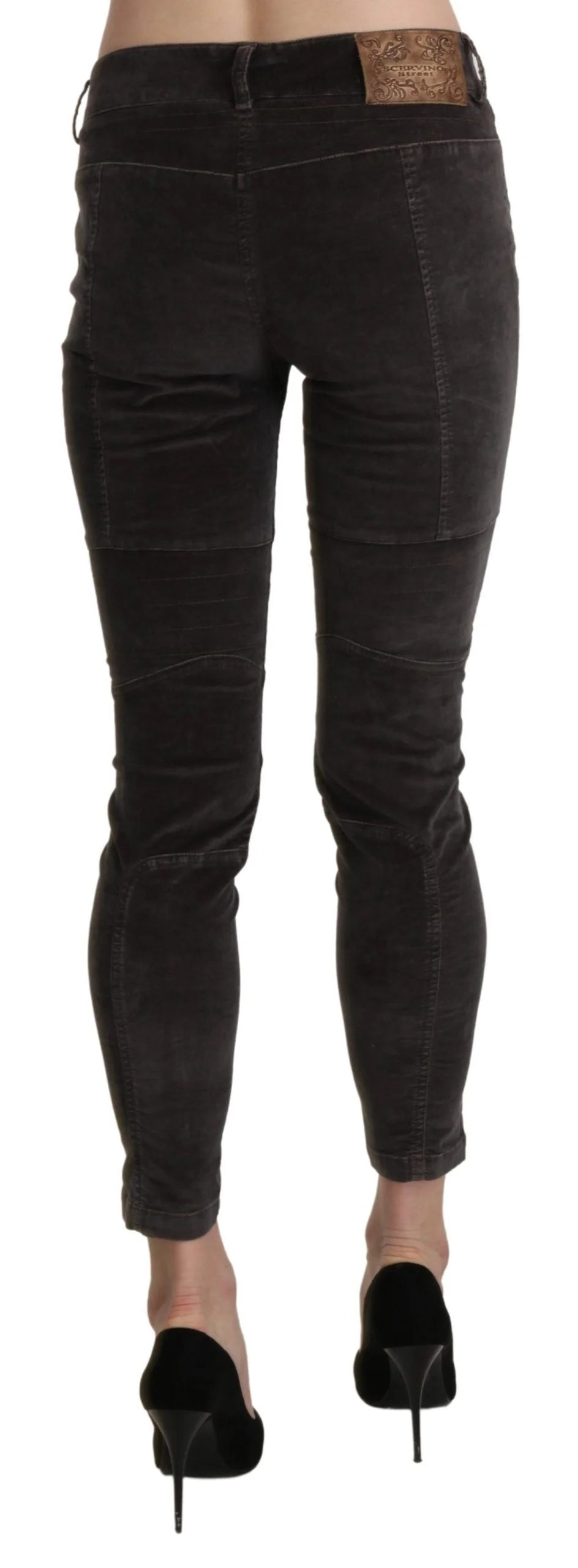 Ermanno Scervino Brown Velvet Capri Cropped Cotton Pants - IT42|M - Trousers